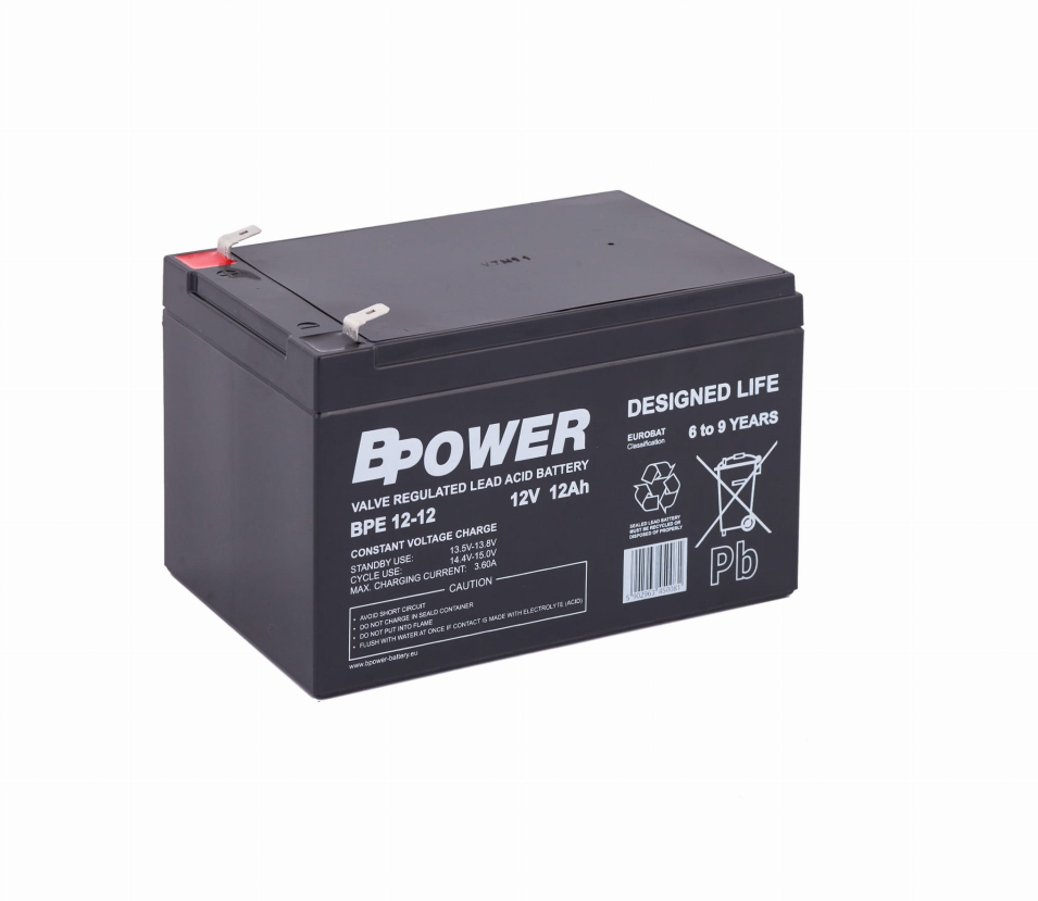 Bpower Akumulator 12V BPE 12Ah żywotność 6-9 lat terminal T2