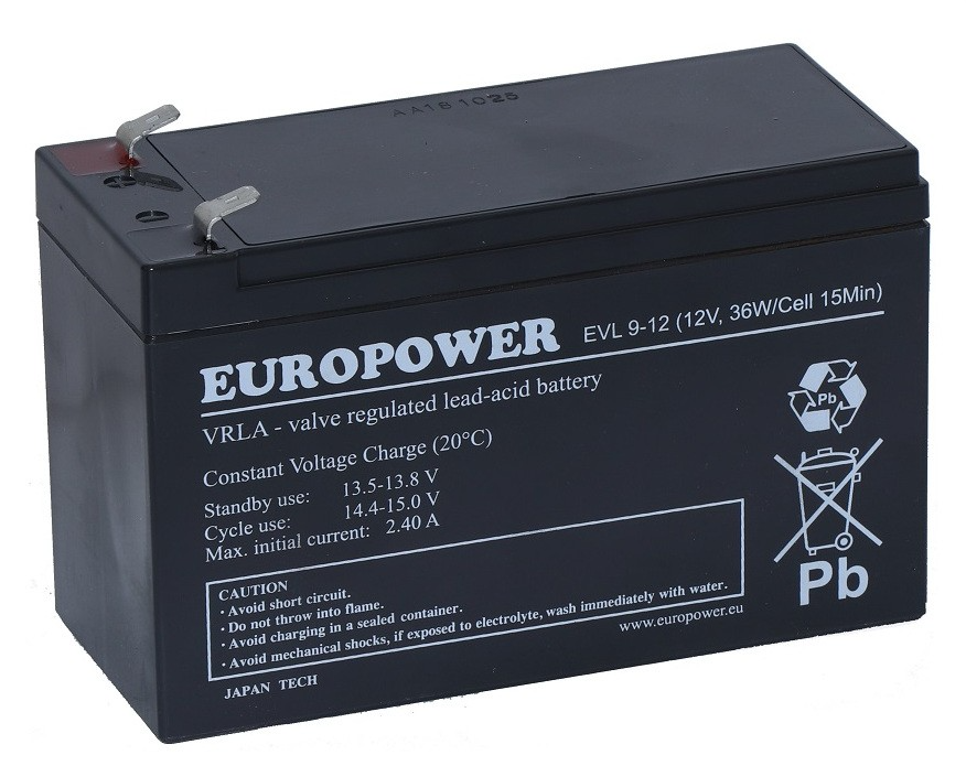 EUROPOWER Akumulator 12V EVL 9Ah żywotność: 10-12 lat (o zwiększonej pojemności)