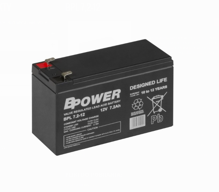 BPower Akumulator 12V BPL 7,2Ah żywotność: 10-12 lat terminal T2