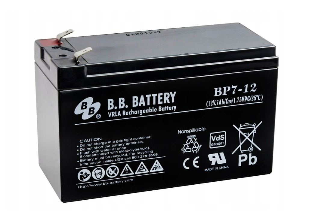 AKUMULATOR AGM BB Battery 12V-7Ah o żywotności 6-9 lat terminal T2 (VDS)