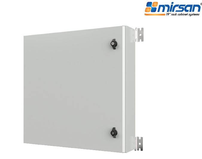 MIRSAN Szafa wisząca IP65 300/400/150mm (jednoskrzydłowe drzwi pełne; płyta montażowa) szara