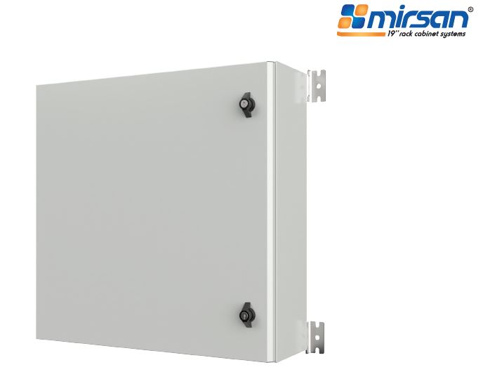 MIRSAN Szafa wisząca IP65 500/500/250mm (jednoskrzydłowe drzwi pełne; płyta montażowa) szara