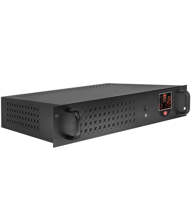 GT UPS POWERbox Rack 19” 2U; 850VA/510W; Line-Interactive; 3xIEC C13 + 1xSCHUKO; 1x9Ah; LCD