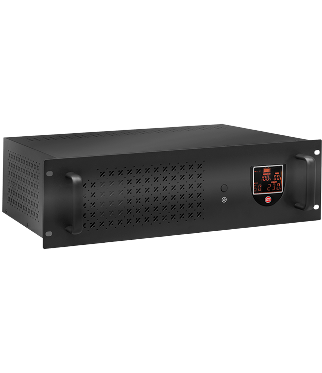 GT UPS POWERbox Rack 19” 3U; 1200VA/720W; Line-Interactive; 3xIEC C13 + 1xSCHUKO; 2x7Ah; LCD