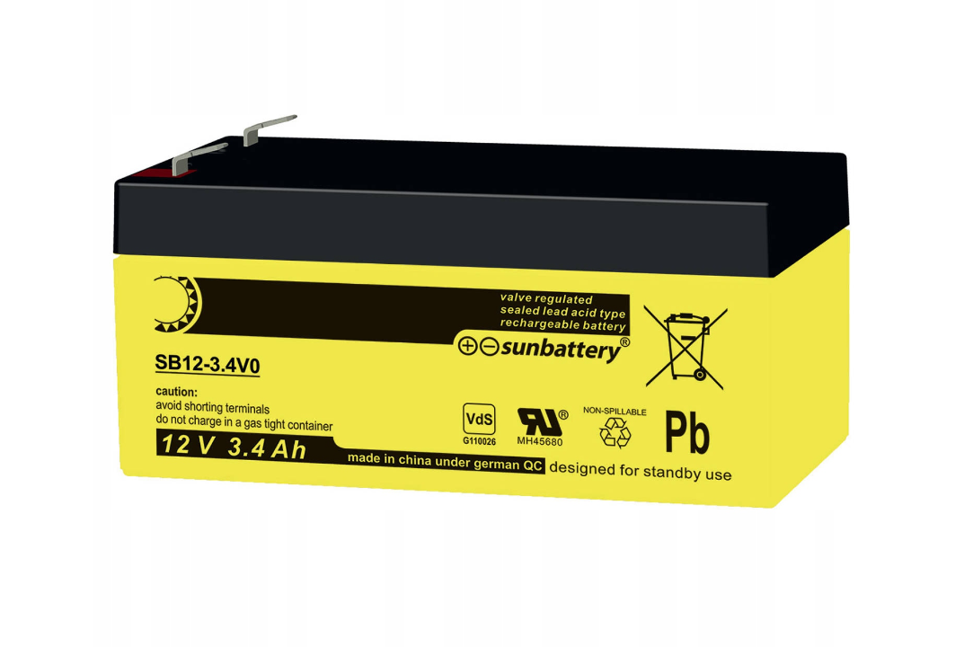 AKUMULATOR AGM SUN Battery 12V-3,4Ah o żywotności 6-9 lat