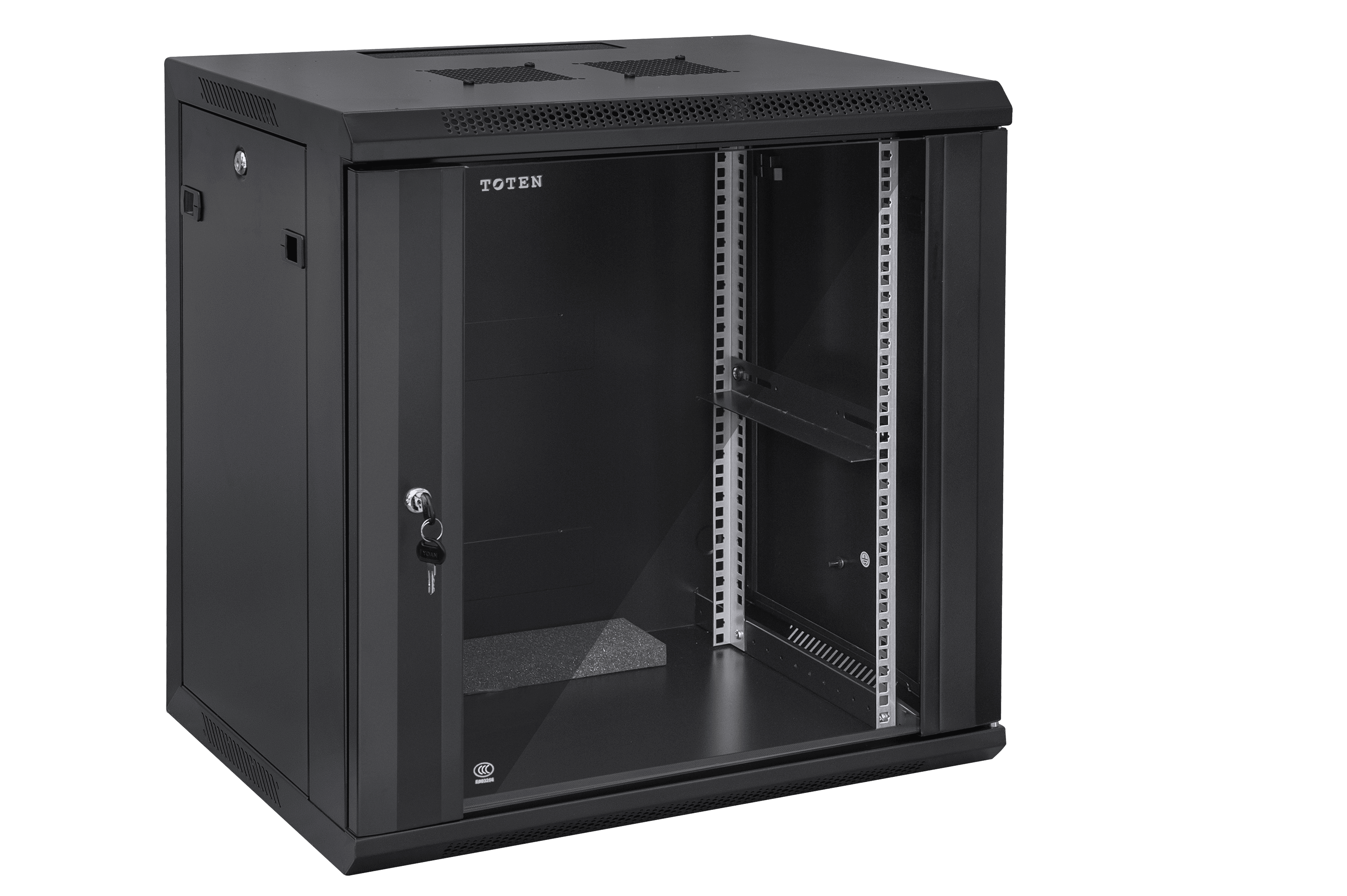 TOTEN Szafa wisząca rack 19” W2 18U 600/600mm; czarna (drzwi przeszklone)