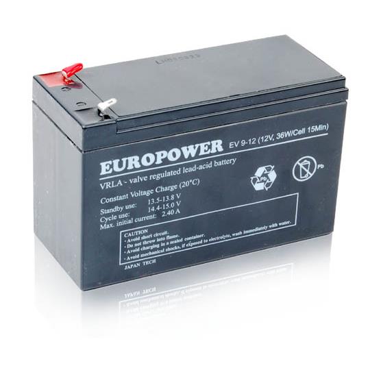 EUROPOWER Akumulator 12V EV 9Ah żywotność: 6-9 lat (o zwiększonej pojemności) terminal T2