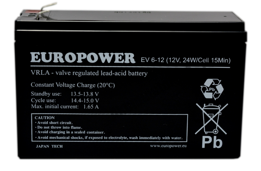 EUROPOWER Akumulator 12V EV 6Ah żywotność: 6-9 lat (o zwiększonej pojemności)