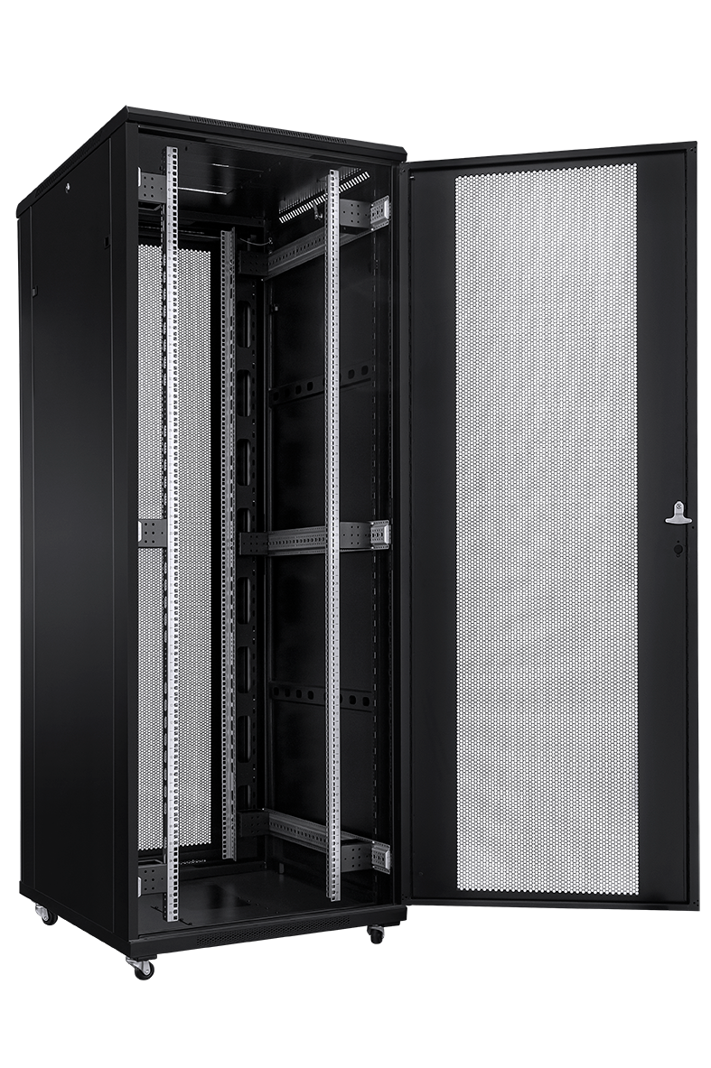 TOTEN Szafa serwerowa rack 19” G3 42U 800/1000mm; czarna (drzwi perforowane przód i tył)