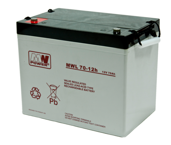 MW Power Akumulator 12V MWL 70Ah żywotność: 10-12 lat śruba M6