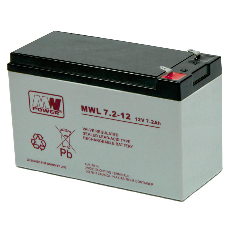 MW Power Akumulator 12V MWL 7,2Ah żywotność: 10-12 lat terminal T2