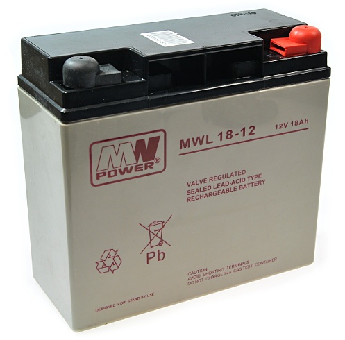 MW Power Akumulator 12V MWL 18Ah żywotność: 10-12 lat śruba M5