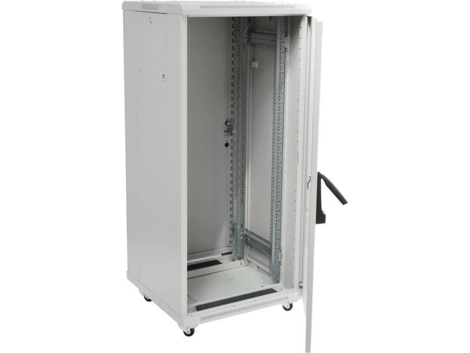 TOTEN Szafa teleinformatyczna rack 19” G7 42U 600/800mm; czarna (drzwi przód jednoskrzydłowe przeszklone, tył jednoskrzydłowe metalowe pełne)