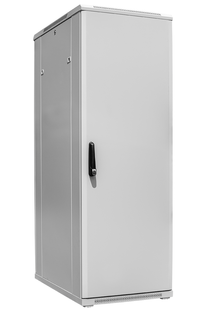 TOTEN Szafa teleinformatyczna rack 19” G7 37U 600/800mm; szara (drzwi przód jednoskrzydłowe przeszklone, tył jednoskrzydłowe metalowe pełne)