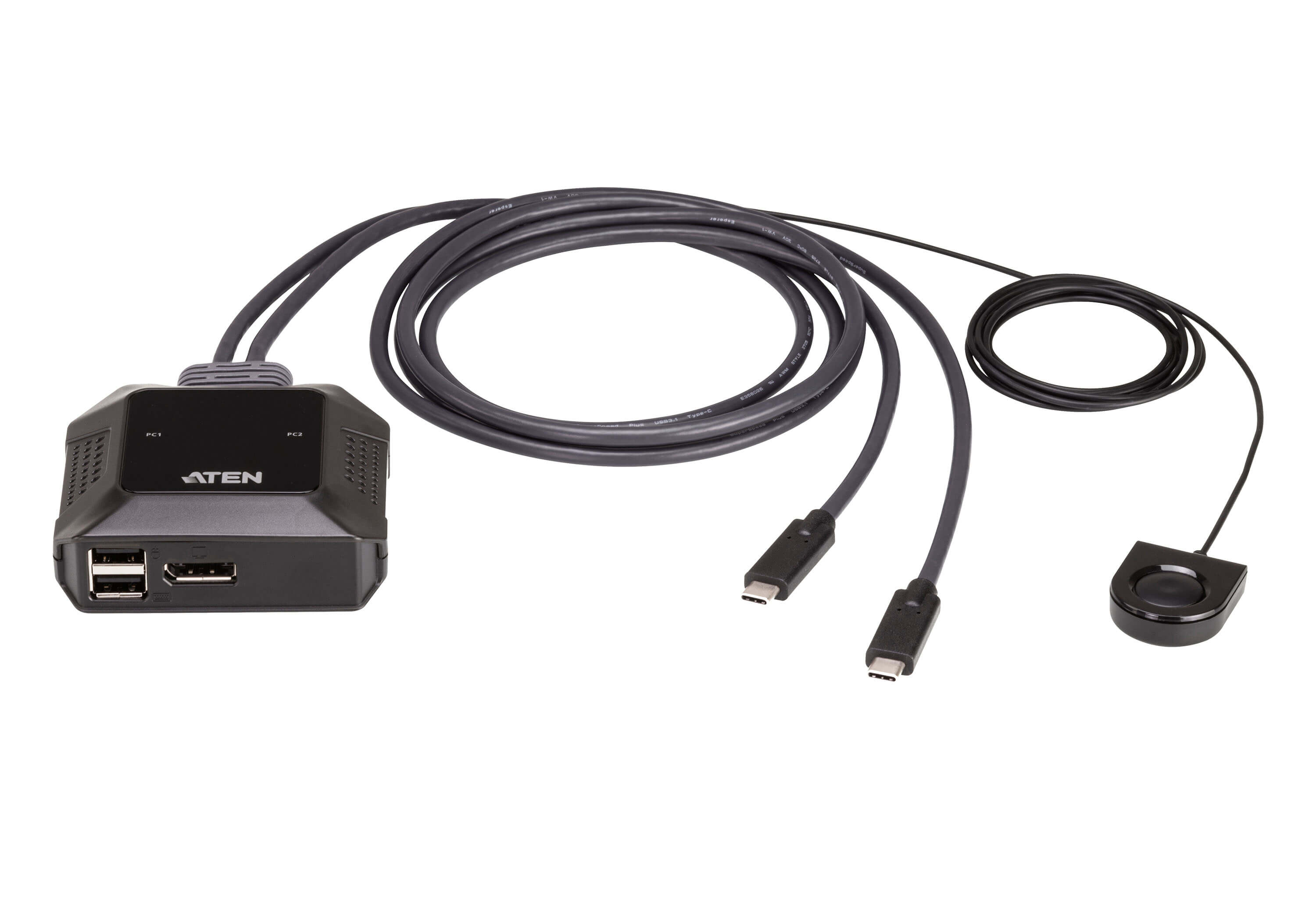 Aten 2-portowy przełącznik KVM USB-C DisplayPort 4K ze zdalnym selektorem portu