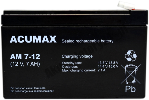ACUMAX Akumulator 12V AM 7Ah żywotność: 6-9 lat terminal T1